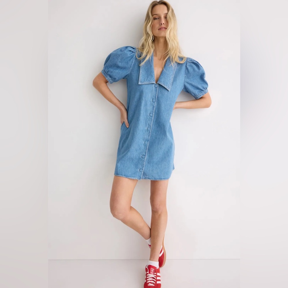 Frame Denim Blue Button-Front Sailor Minidress S/M SOFT!